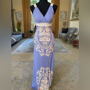 Long summer dress strapless mauve. Medium